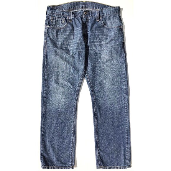 Levi's 514 Jeans Slim Straight Leg Men 36 32 Medium Blue Wash Back Zip Pockets - Picture 7 of 16